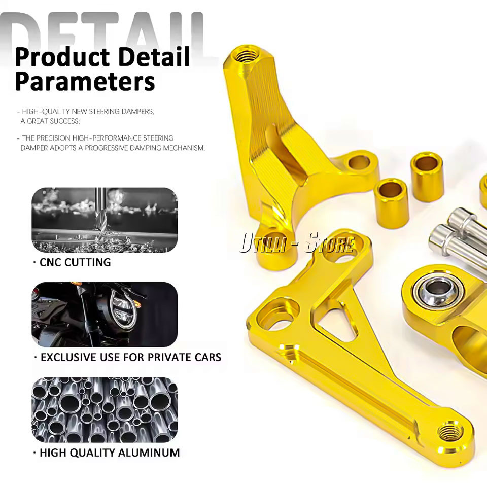 Amortyzatory skrętu do motocyk – Steering Damper Stabilizer Kit Cnc recenzja i cena